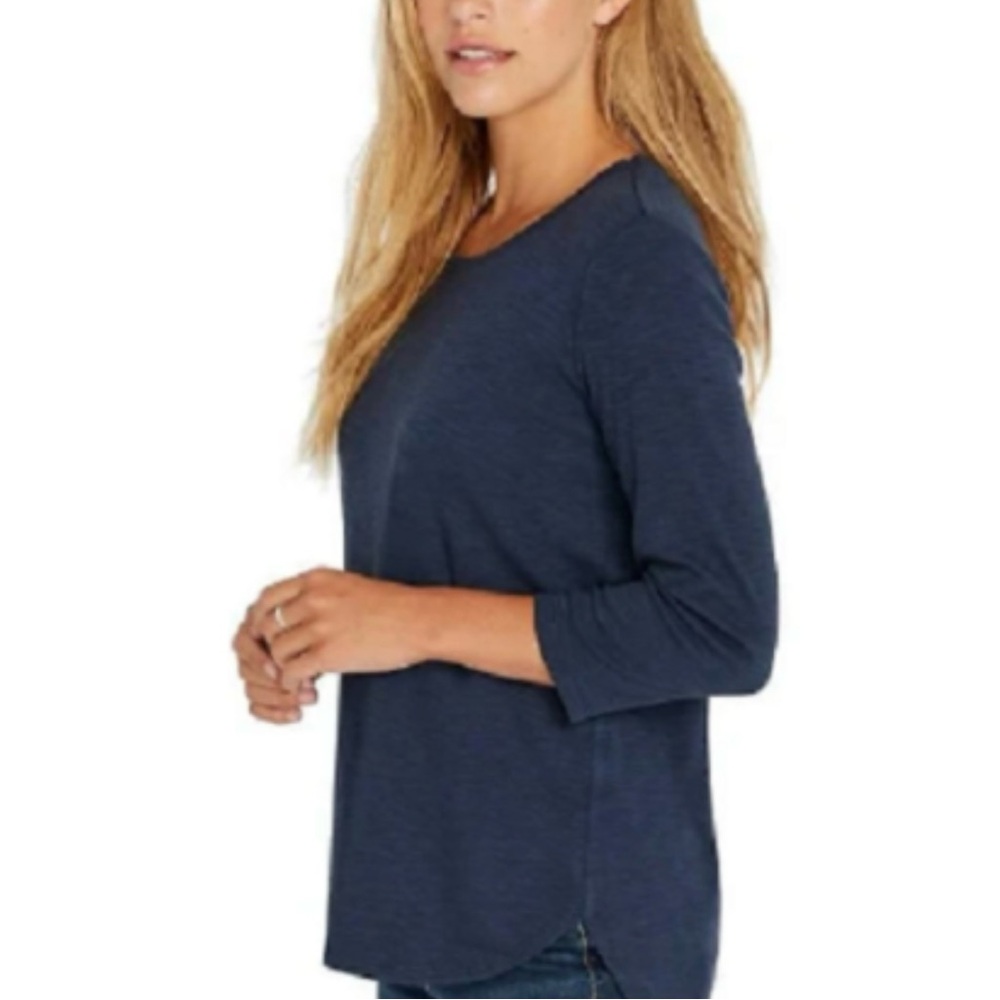 J. Jill 3/4 Sleeve Linen Blend Sweater Navy Size Small